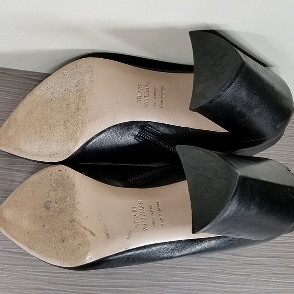 Stuart Weitzman Pure Pointy Toe Bootie, Black Leather, Womens Size 5 - Picture 10 of 13